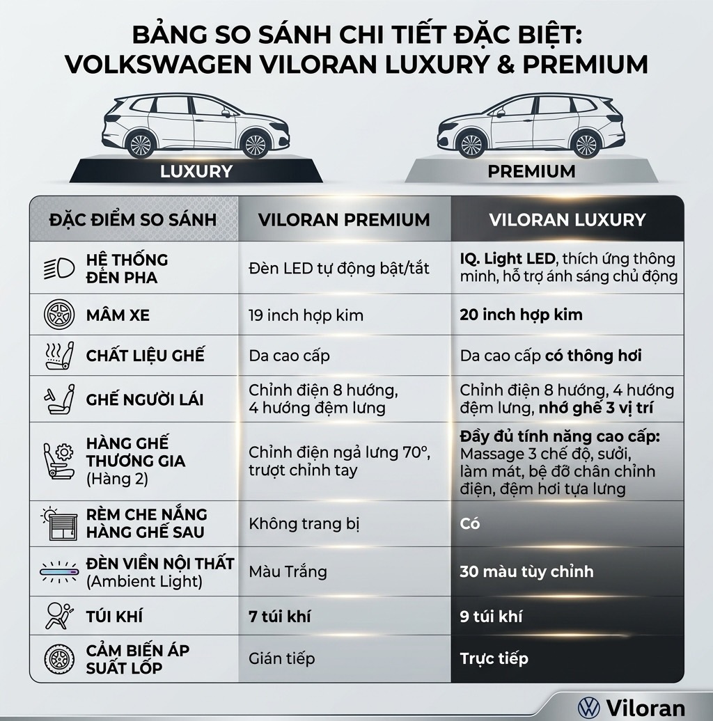 So sánh các điểm khác nhau trên hai phiên bản Volkswagen Viloran