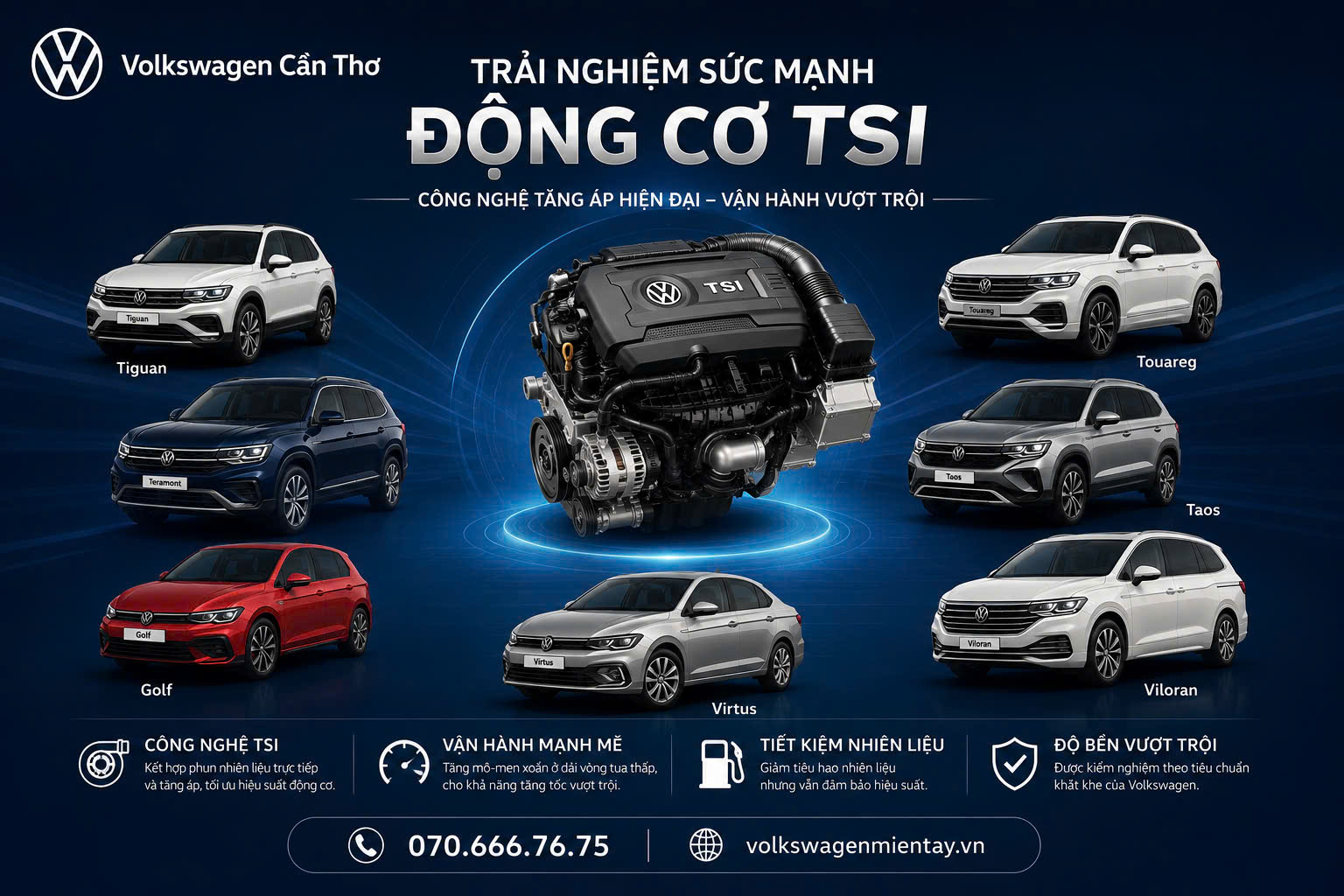 Các mẫu xe Volkswagen sử dụng động cơ TSI