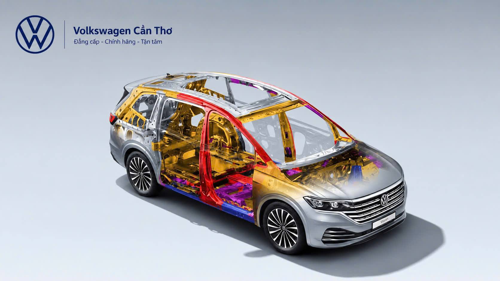 Cấu trúc thân xe Volkswagen được thiết kế nhằm tăng khả năng bảo vệ hành khách.