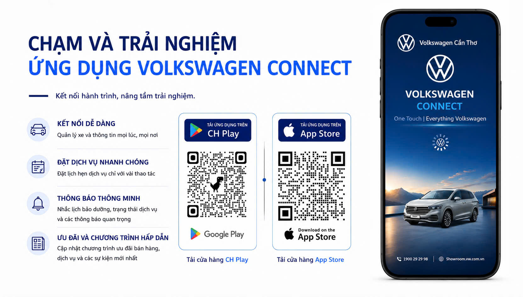 Ứng dụng Volkswagen Connect hỗ trợ kết nối giữa khách hàng và xe Volkswagen.